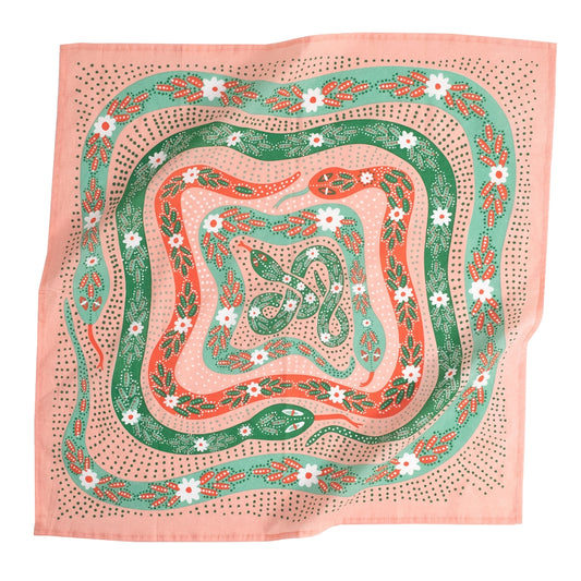 Pink & Green Snakes Bandana - 22"
