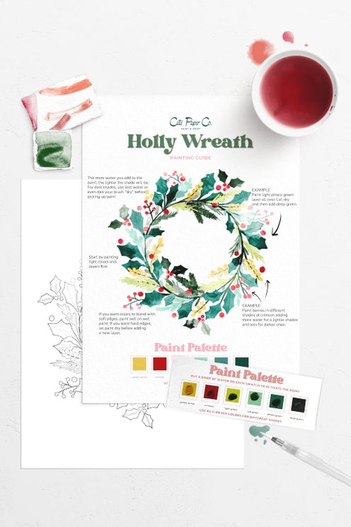 Holly Wreath Watercolor Paint Kit