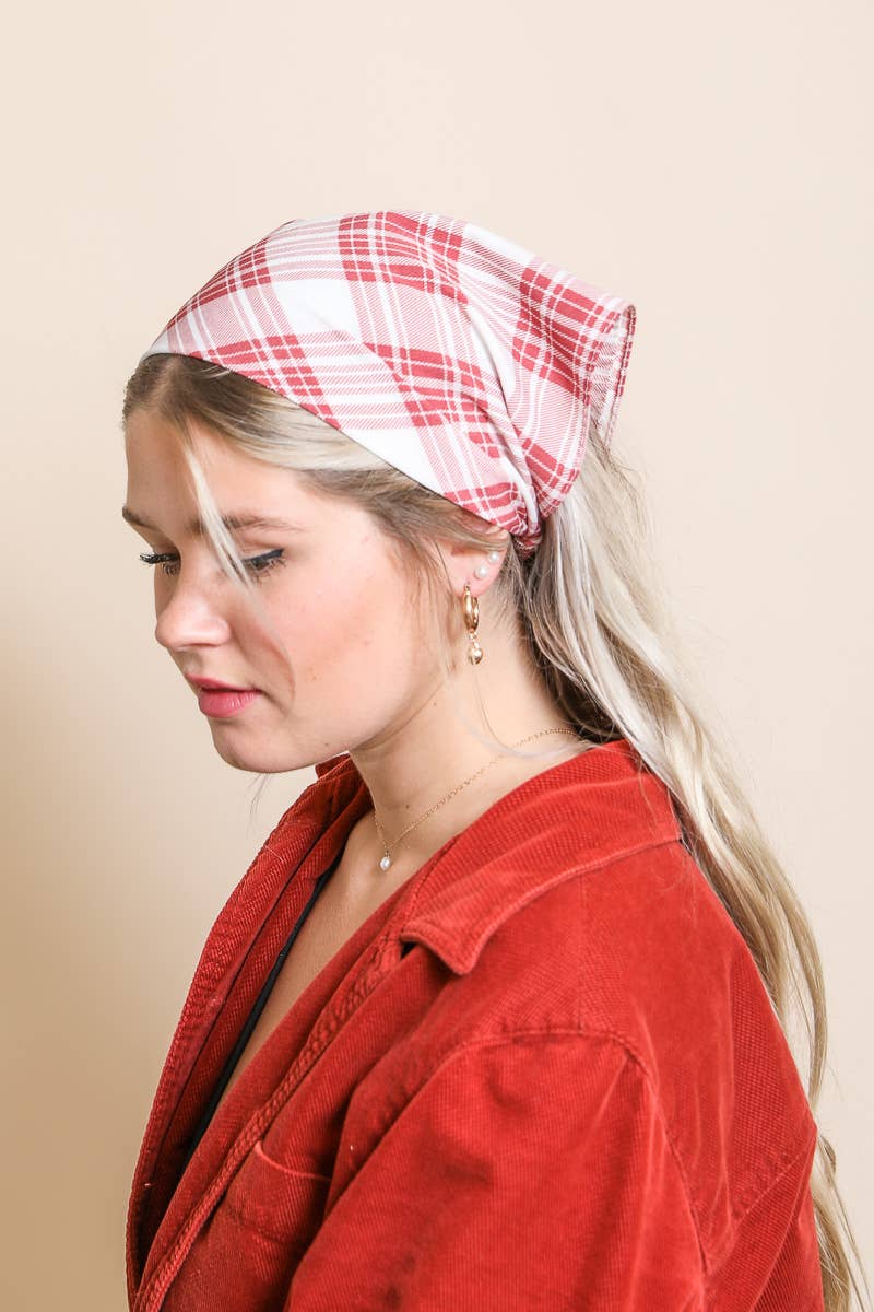 Plaid Triangle Head Scarf