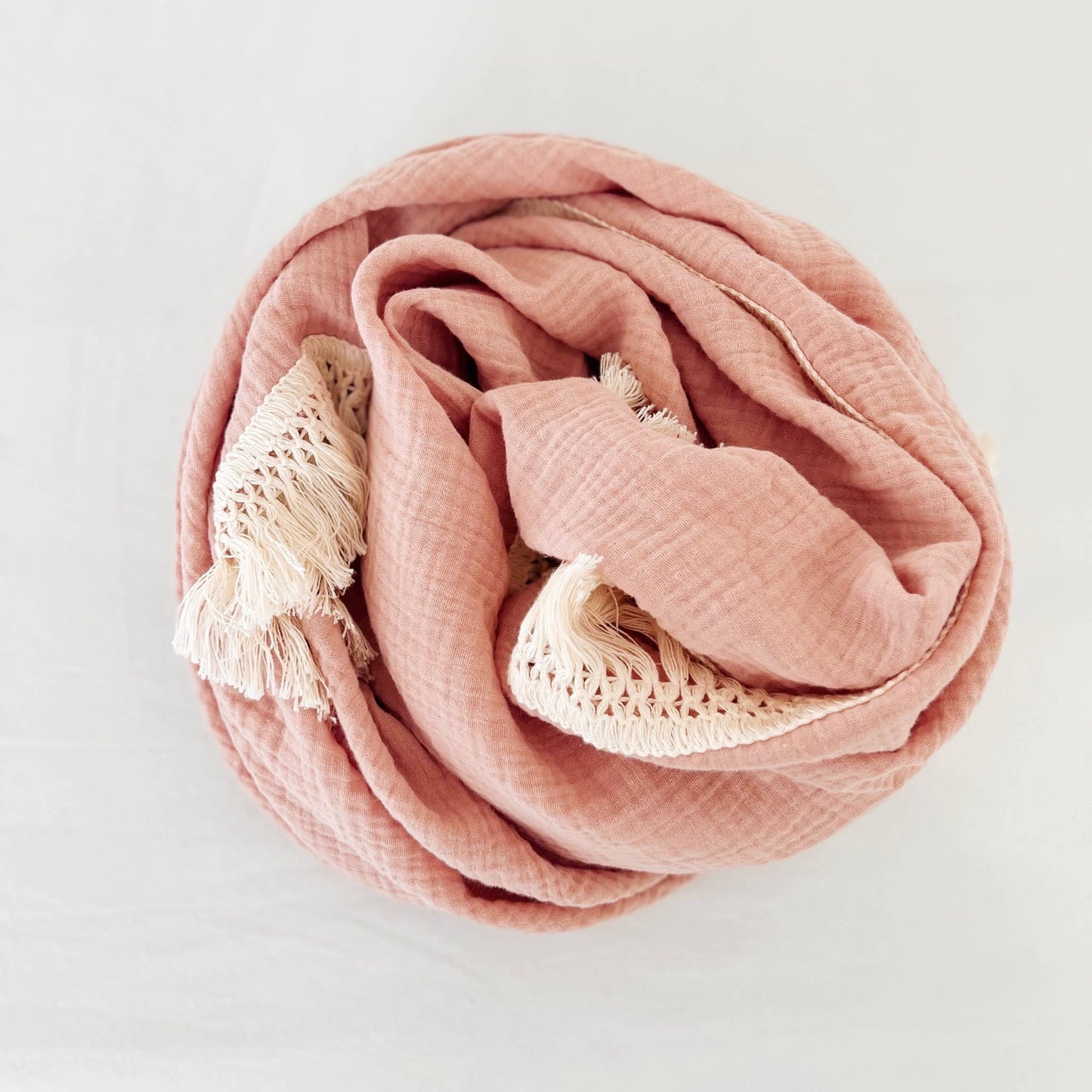 Blush 100% Cotton Fringe Baby Blanket
