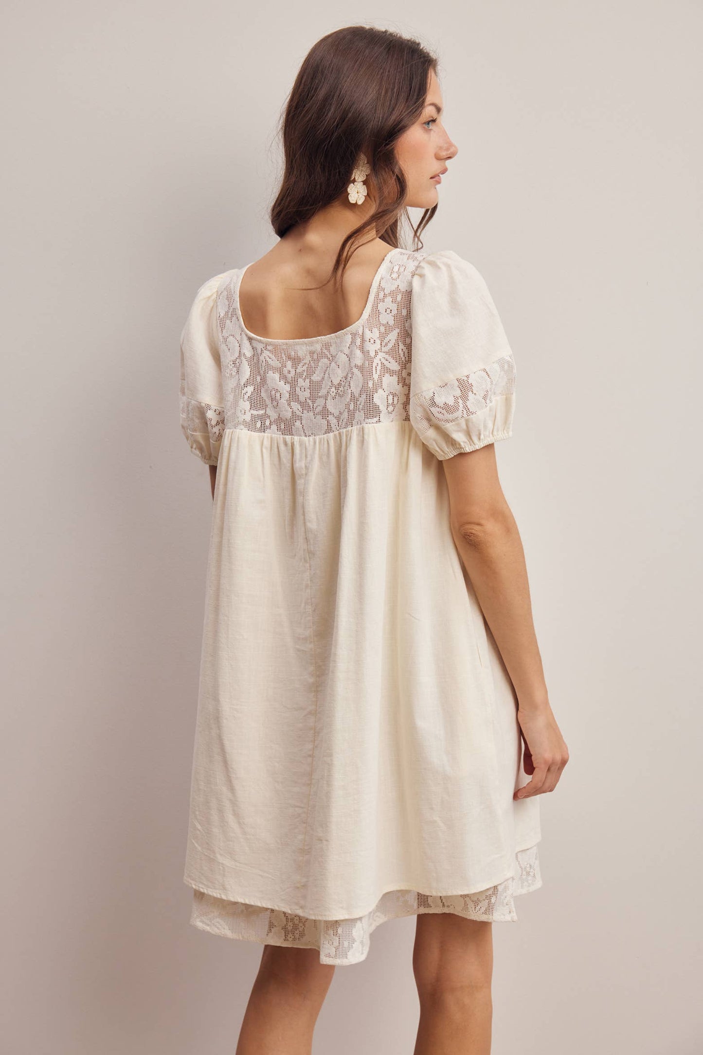 Lisa Lace Puff Sleeve Mini Dress