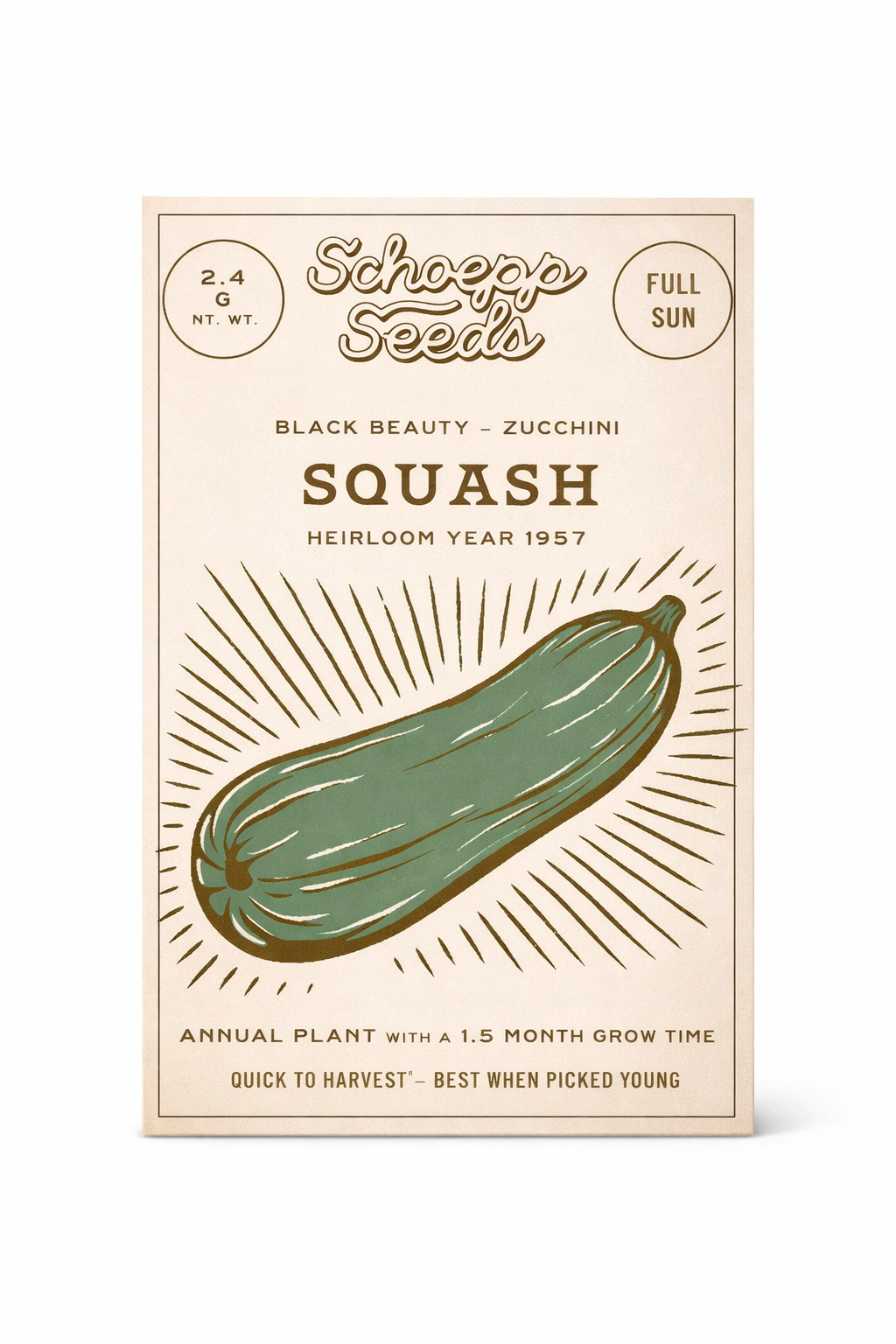 Zucchini Heirloom Garden Seed Packets