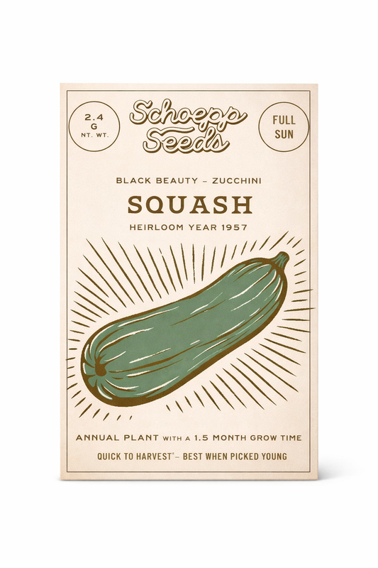 Zucchini Heirloom Garden Seed Packets