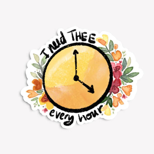 "I Need Thee Every Hour" Floral Watercolor Hymn Sticker