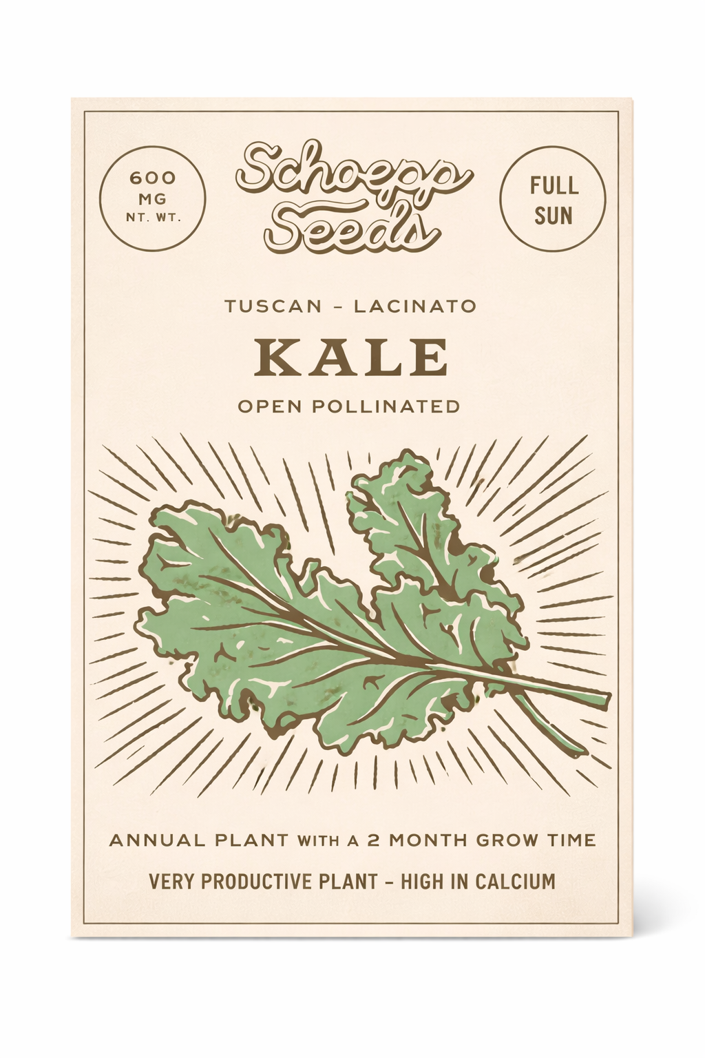 Lacinato Heirloom Garden Seed Packets