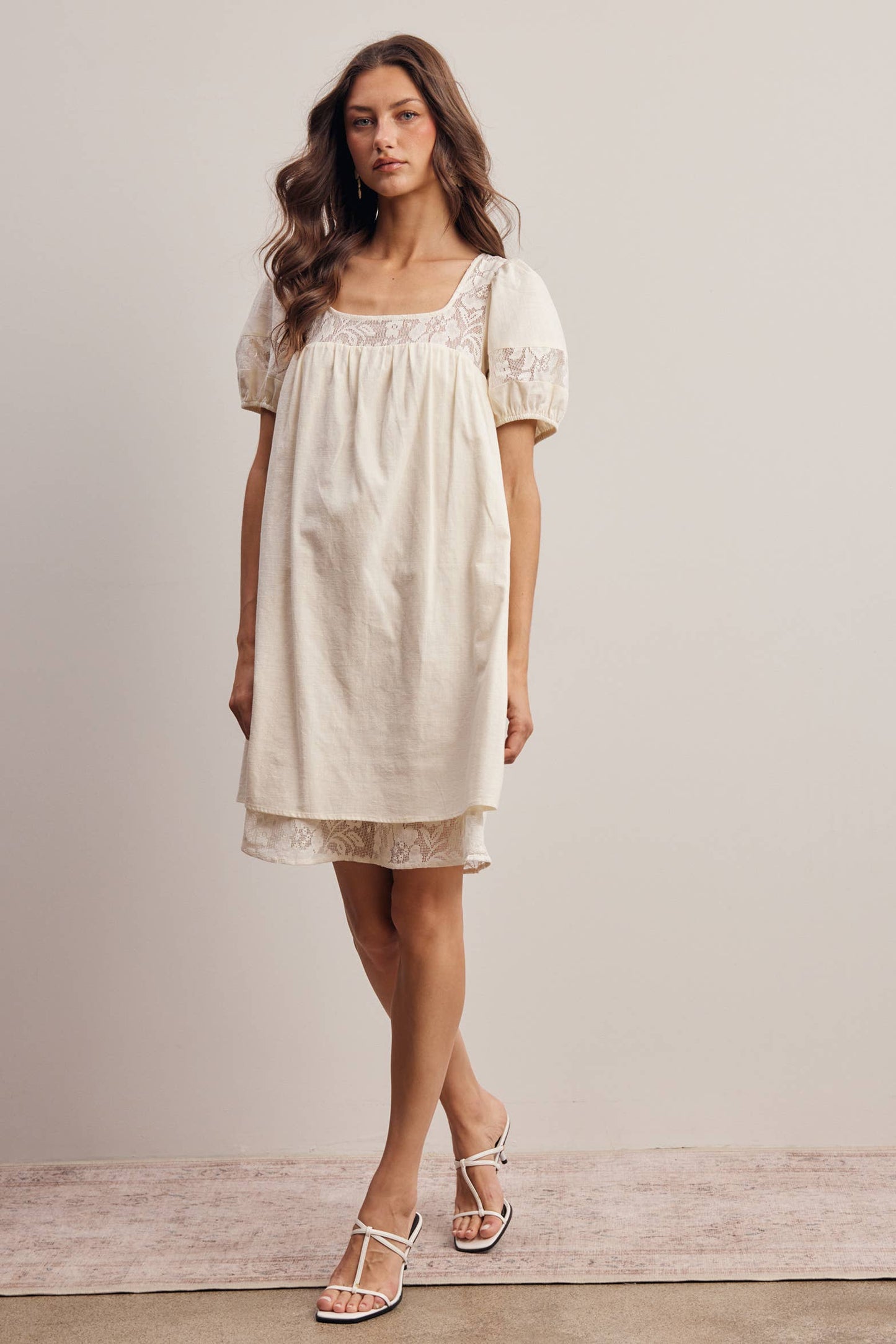 Lisa Lace Puff Sleeve Mini Dress