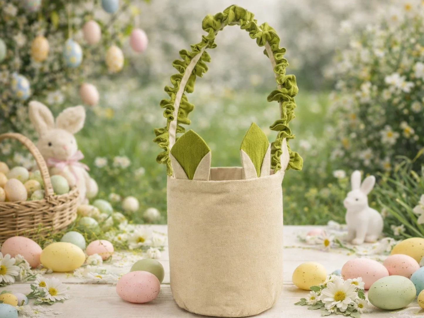 Canvas Ruffle Easter Basket