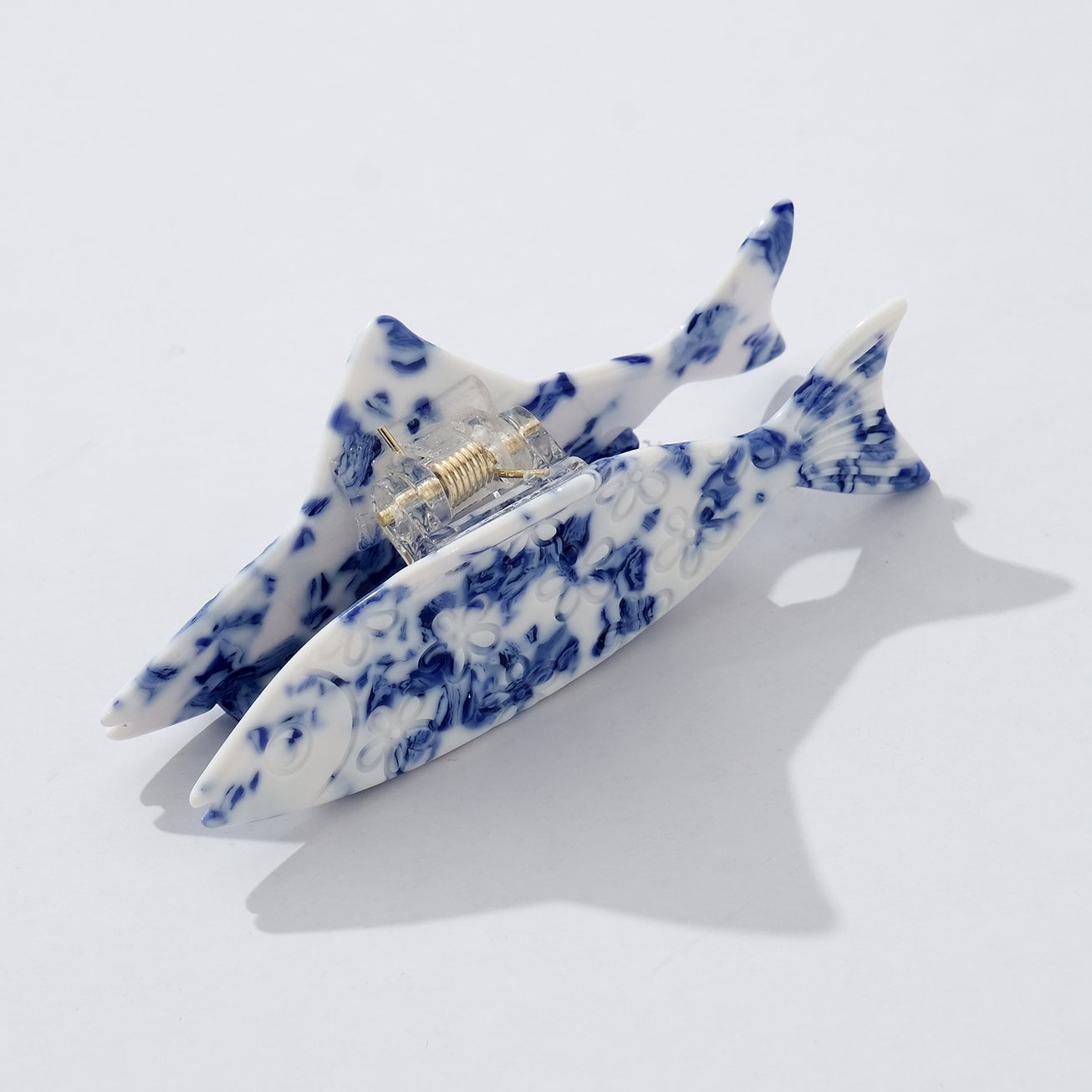 Blue Floral Sardine Claw Clip
