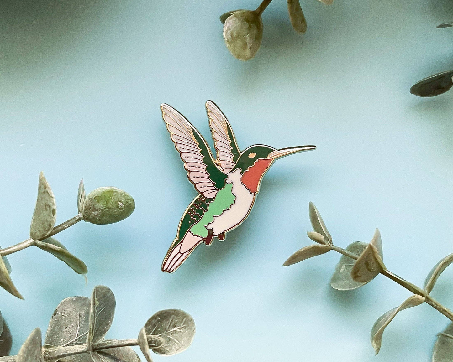Ruby-Throated Hummingbird Enamel Pin