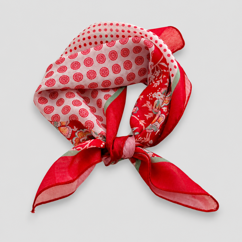 Red Rubies Floral Square Scarf