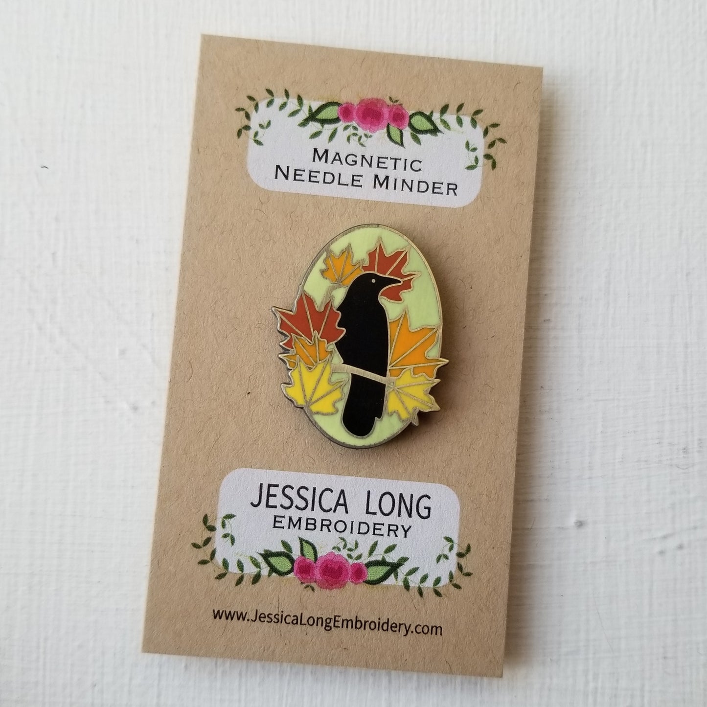 Autumn Crow Needle Minder Magnet