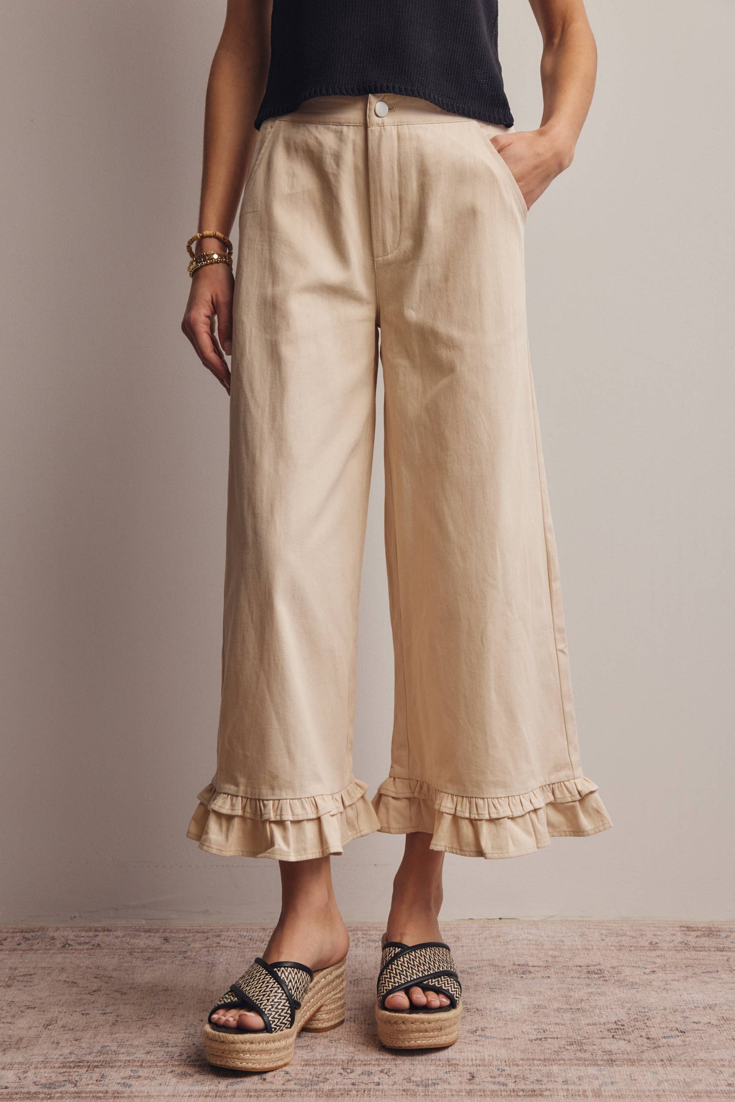 Willow Ruffle Hem Wide-Leg Pants