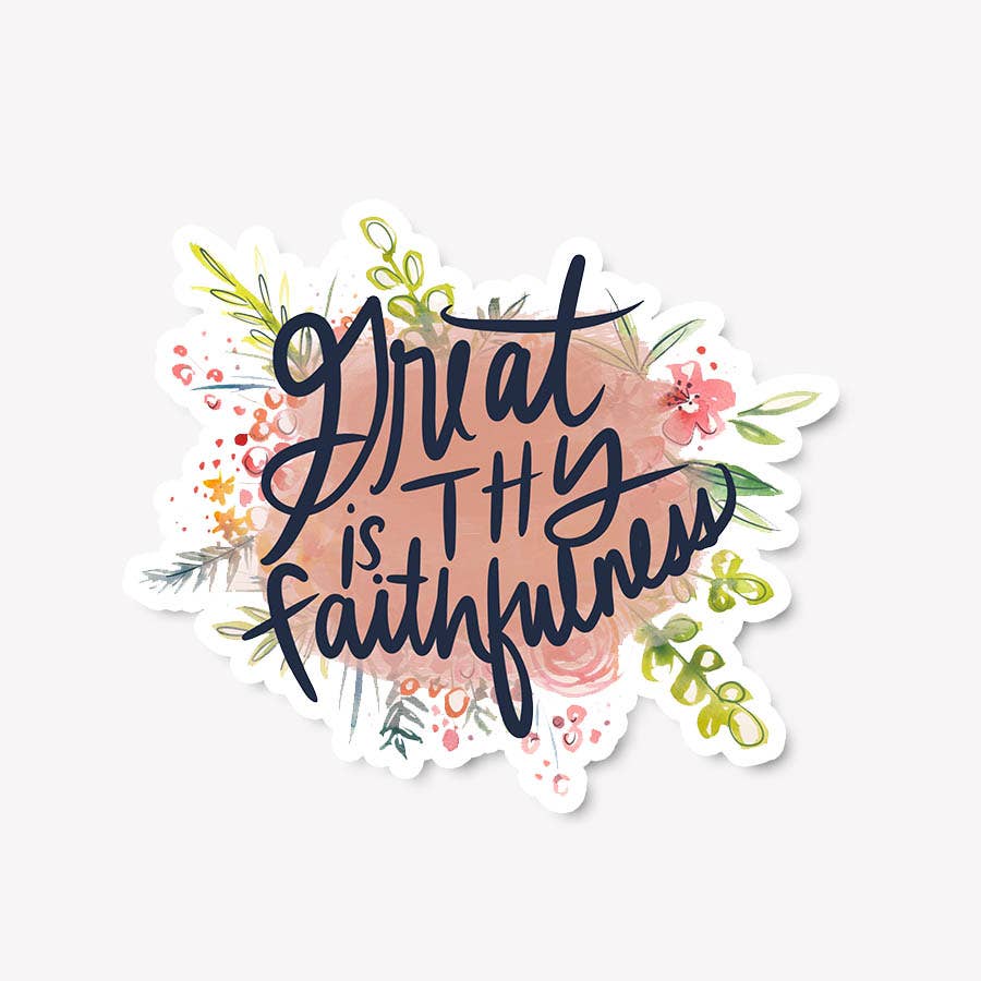 Marydean Draws Sticker - "Great Is Thy Faithfulness" Floral Design