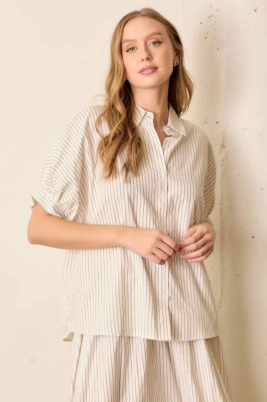 Ivory Shores Button Up Top