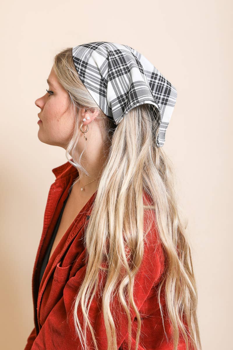Plaid Triangle Head Scarf