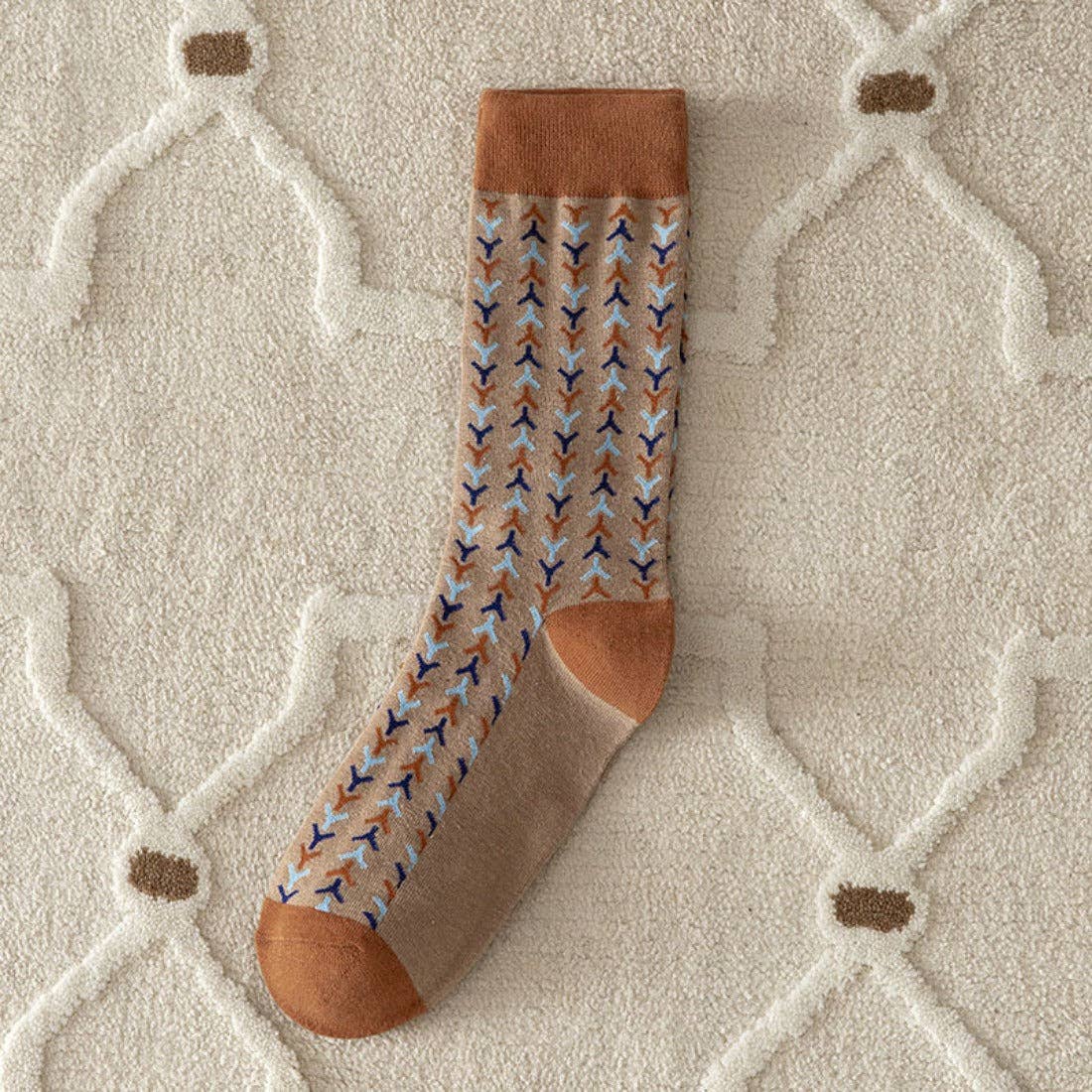 Dashing Herringbone Sage + Brown Socks