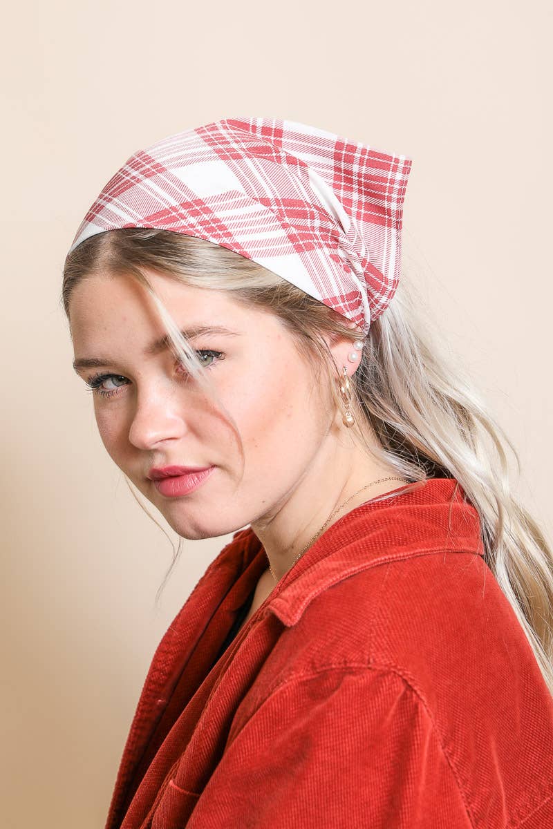 Plaid Triangle Head Scarf