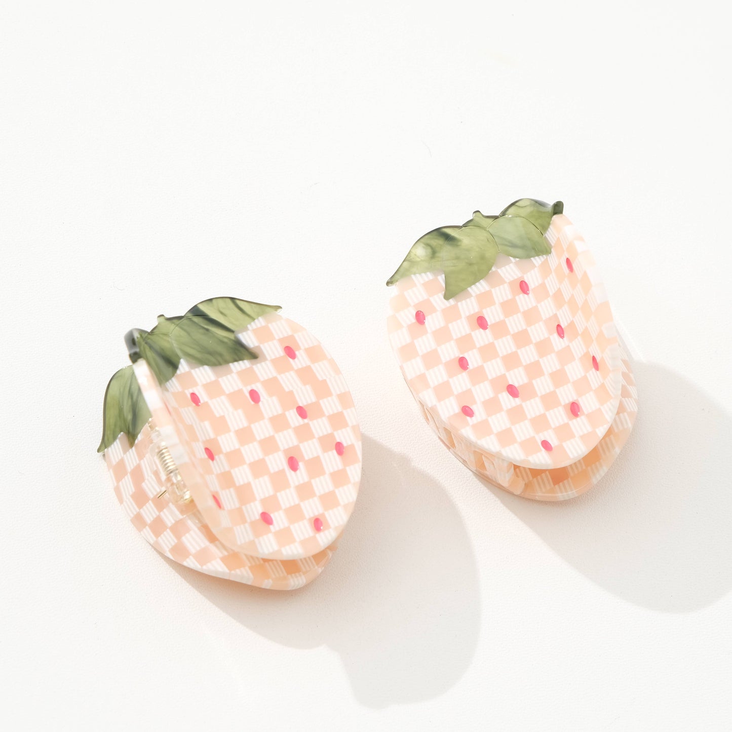 Gingham Strawberry Claw Clip