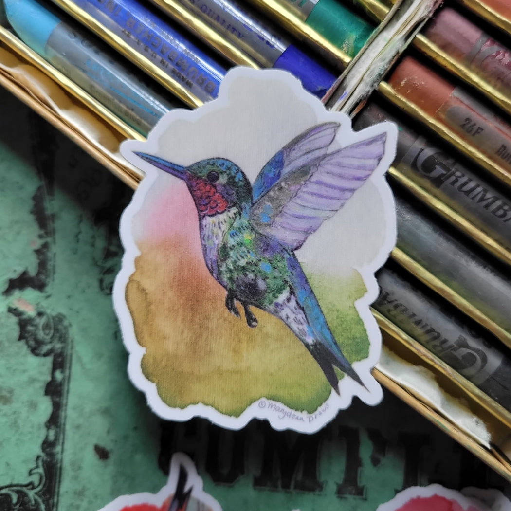 Marydean Draws Sticker - "Ruby-Throated Hummingbird"