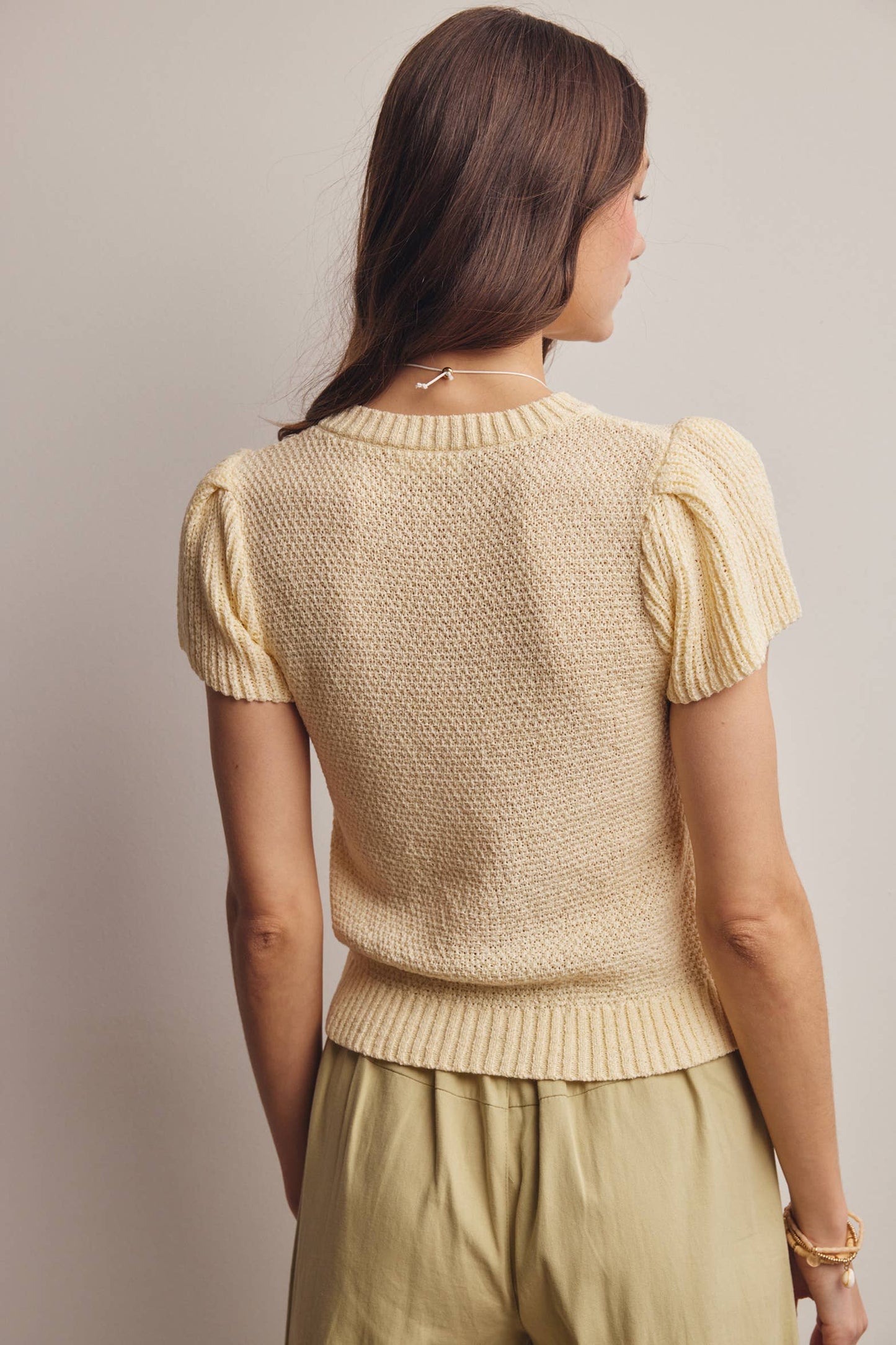 Ivory Puff Sleeve Knit Top