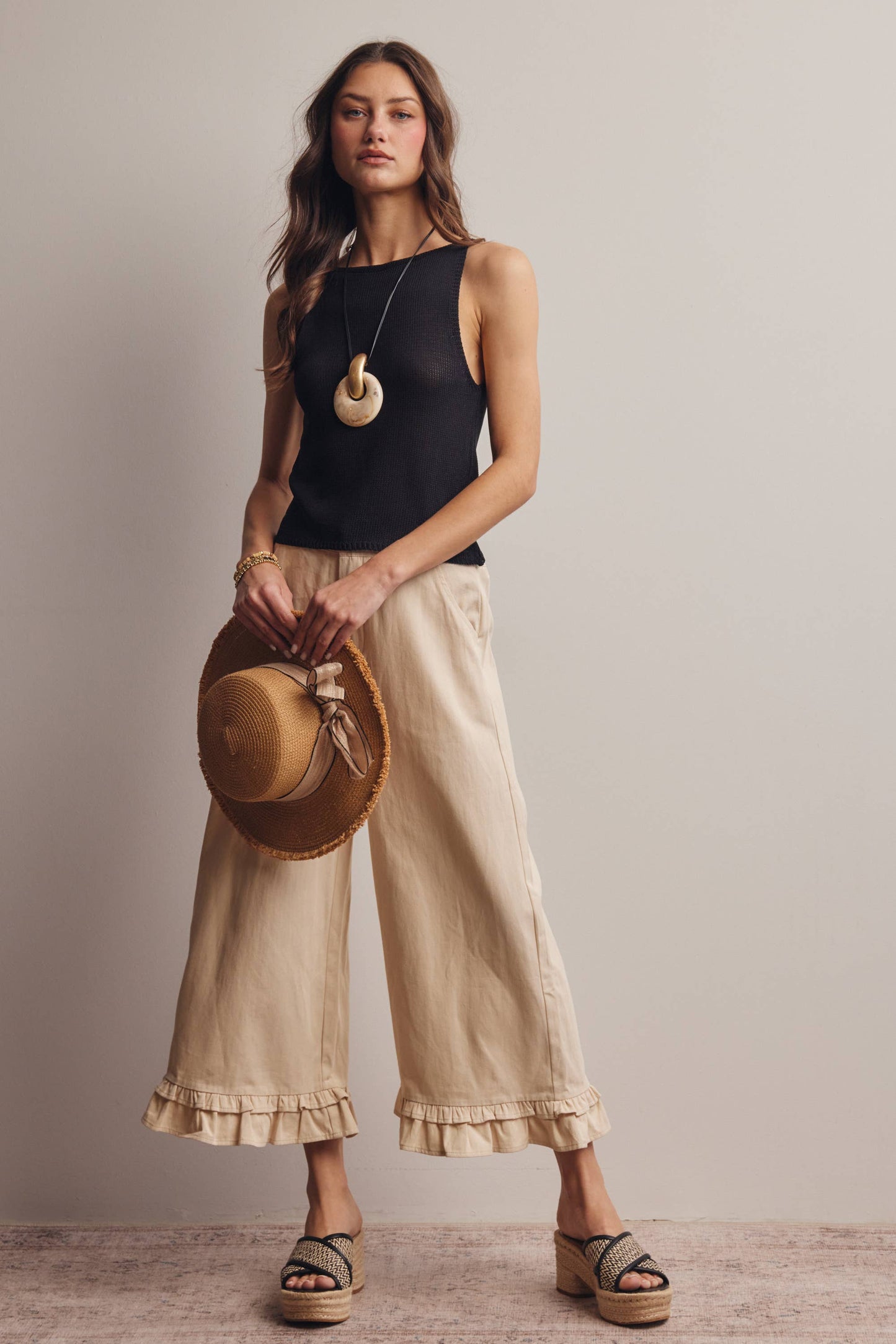 Willow Ruffle Hem Wide-Leg Pants