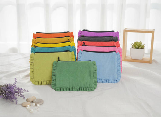Travel Canvas Ruffle Pouch
