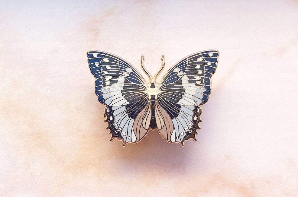 African Bluewing Butterfly Enamel Pin