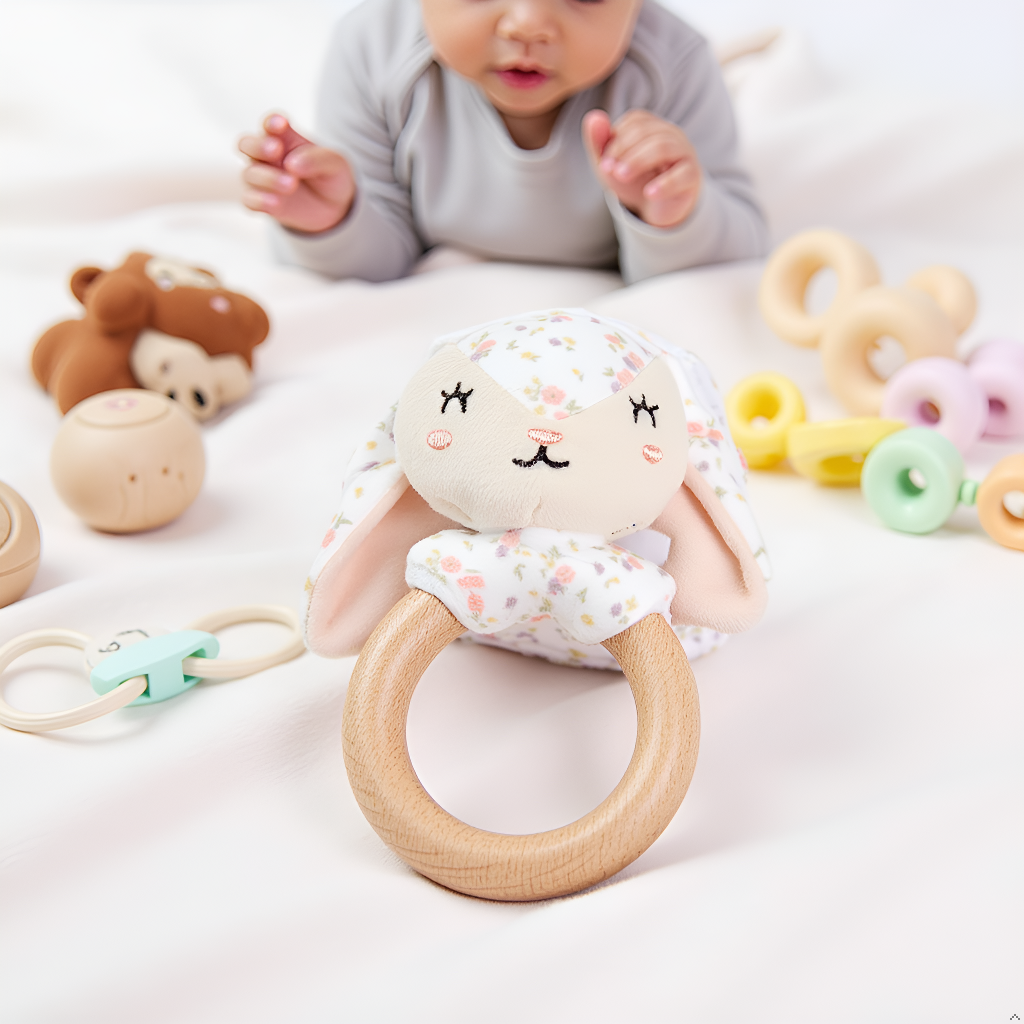 Hunny Bunny Wooden & Plush Baby Teether