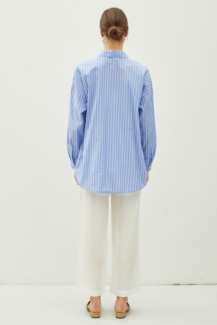 Chambray Striped Button-Up