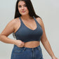 Blue Gray Lace Trim Padded Bralette