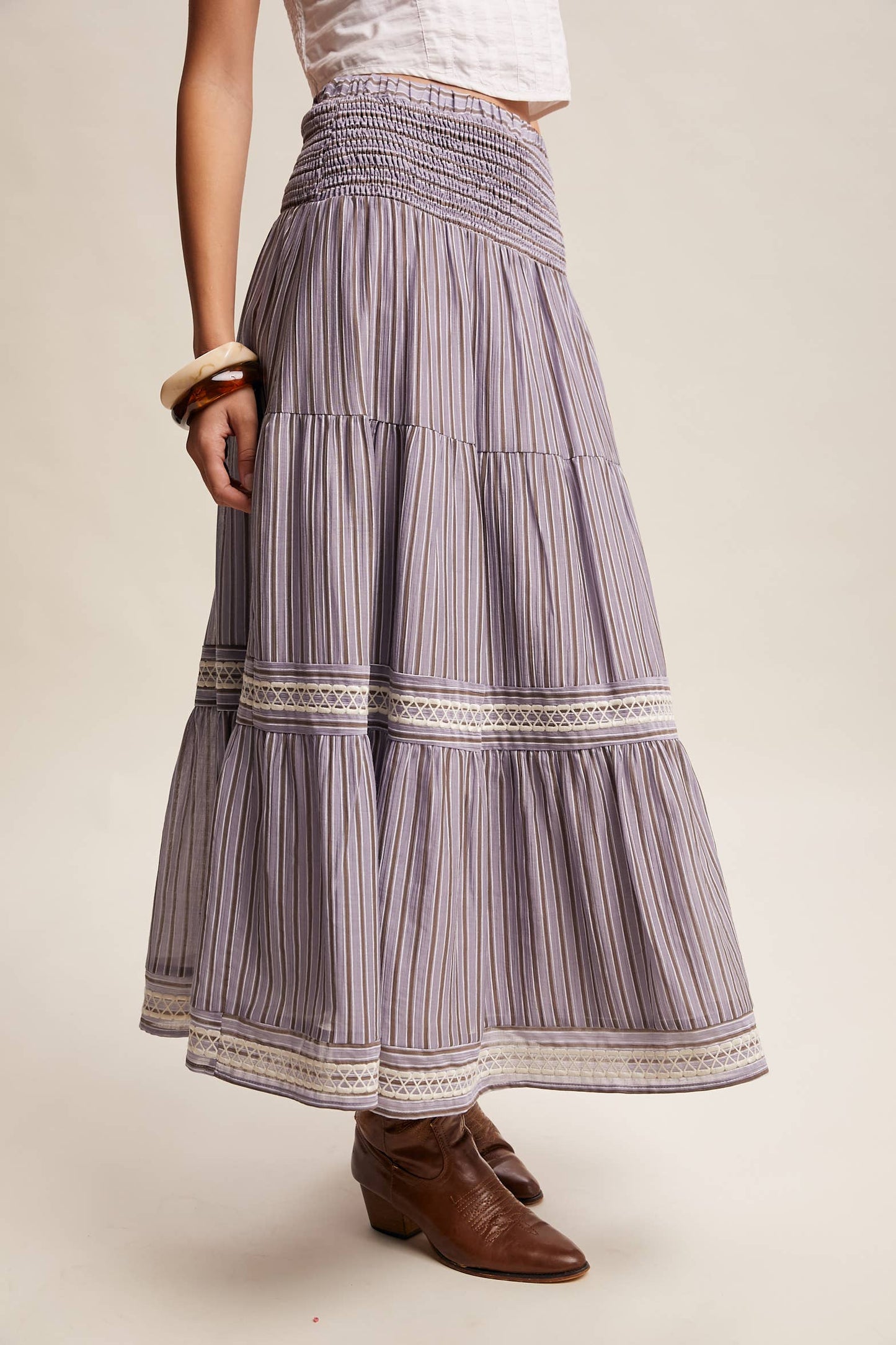 Townhomes Striped Smocked Maxi Skirt