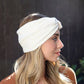 Velvet Twisted Headband/Earwarmer - White