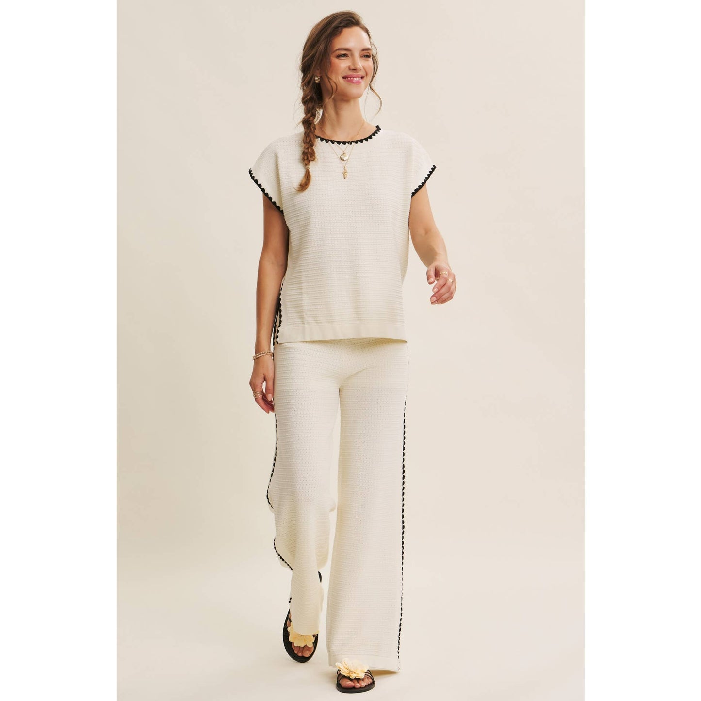 White Mocha Contrast Top
