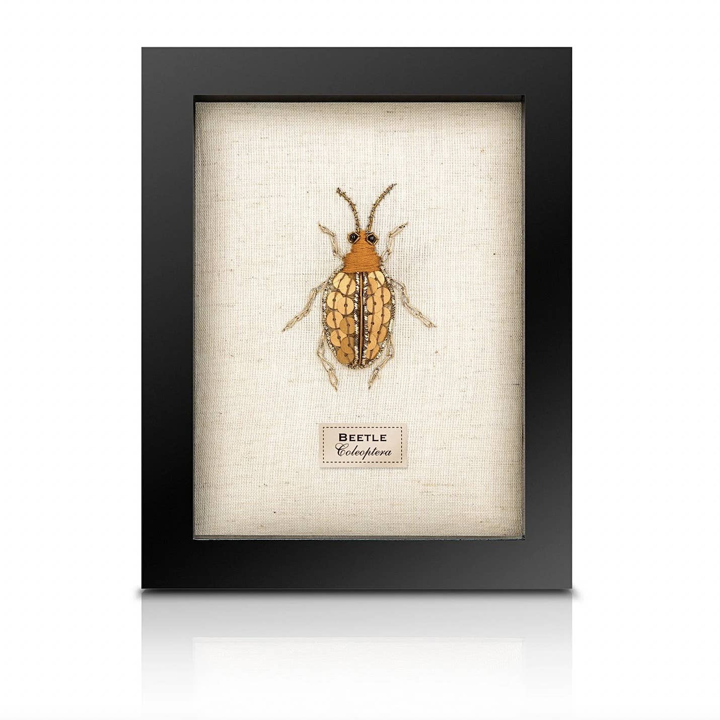 Hand Embroidered Beaded Spotted Beetle Frame