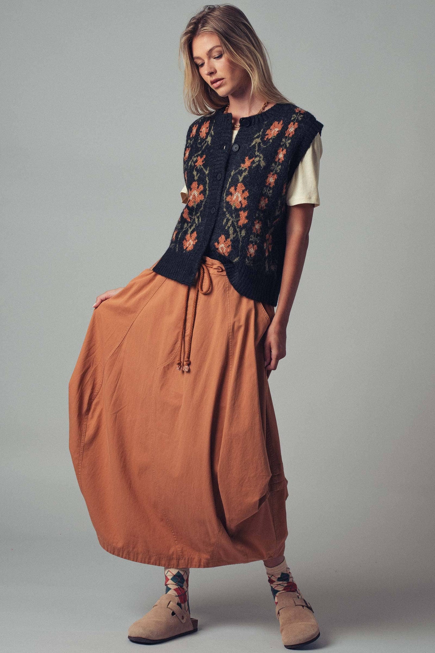 Heather Knit Button-Up Sweater Vest