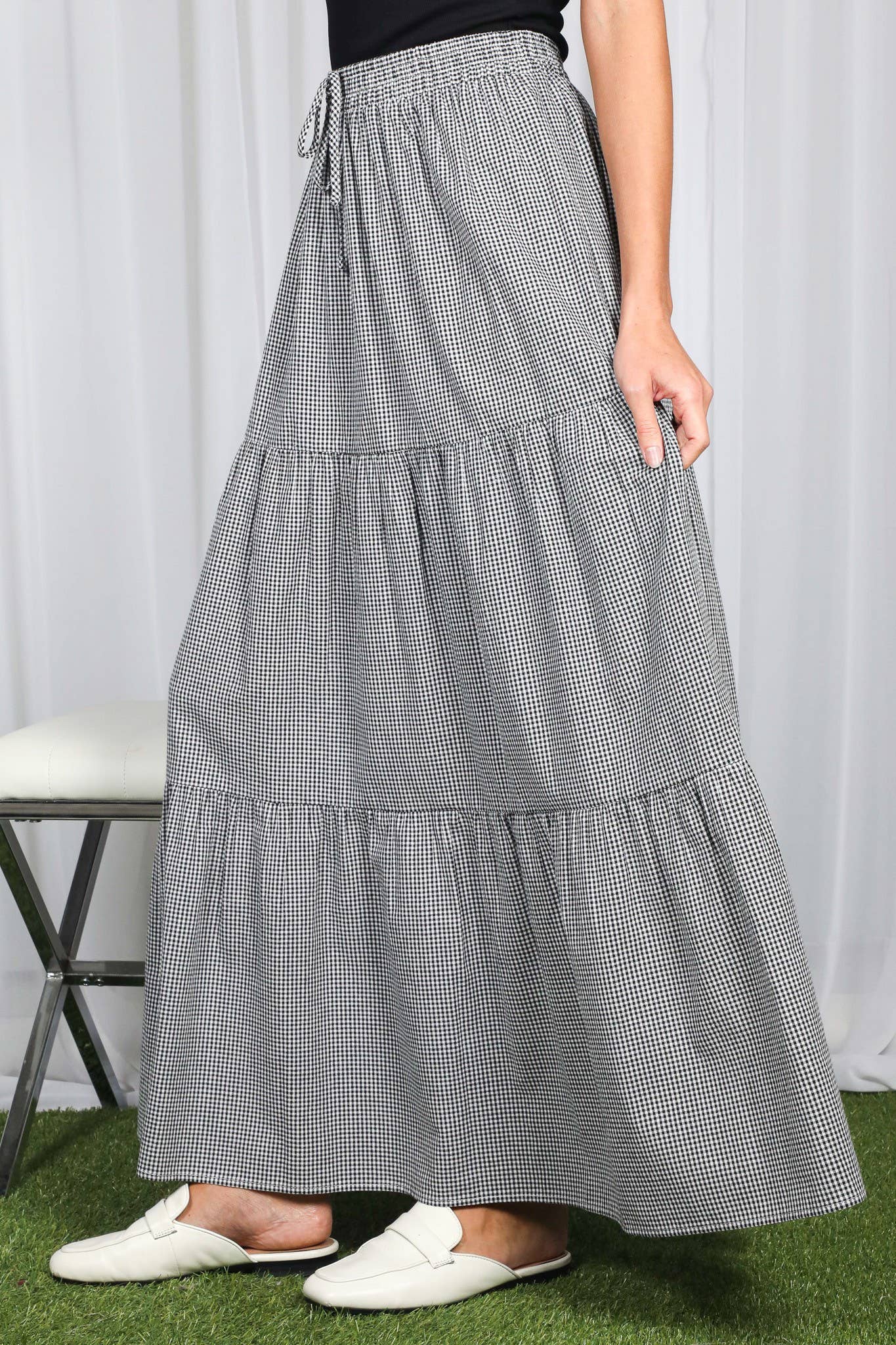 Gatherings Cotton Gingham Maxi Skirt