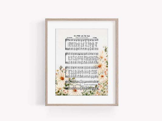 “It Is Well with My Soul" Floral Hymn Print - Marydean Draws