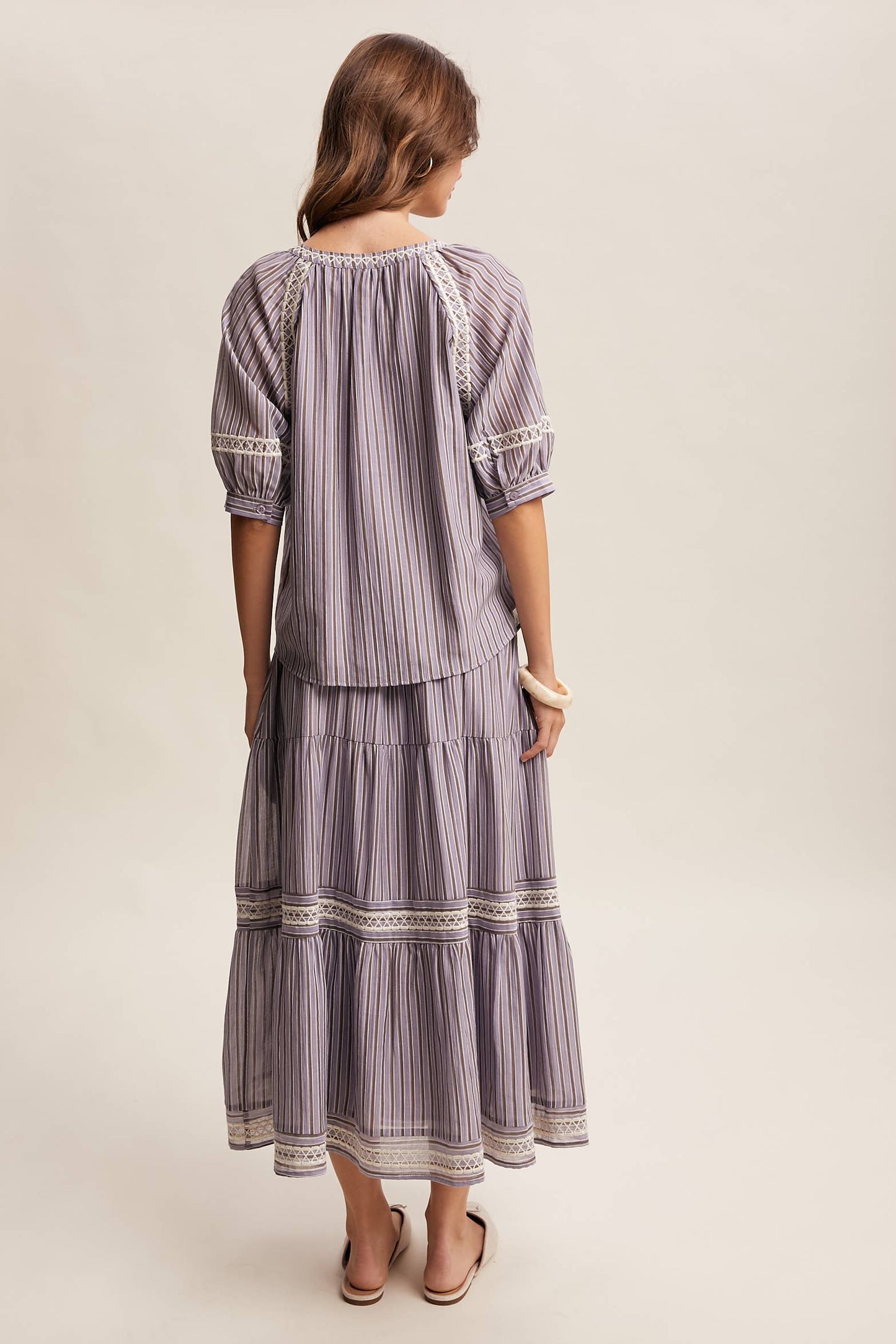 Townhomes Striped Smocked Maxi Skirt