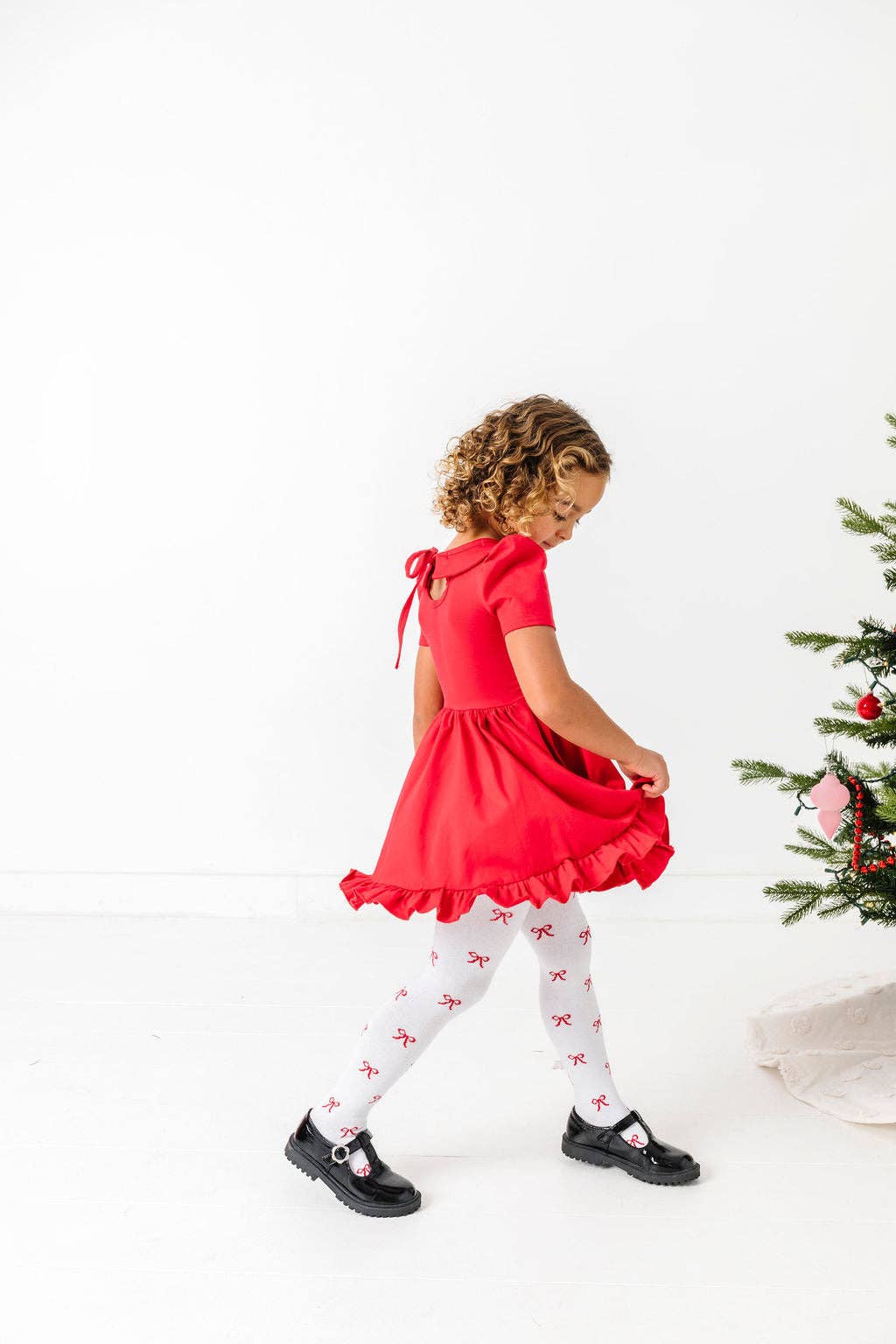 Red Ribbon Knit Tights