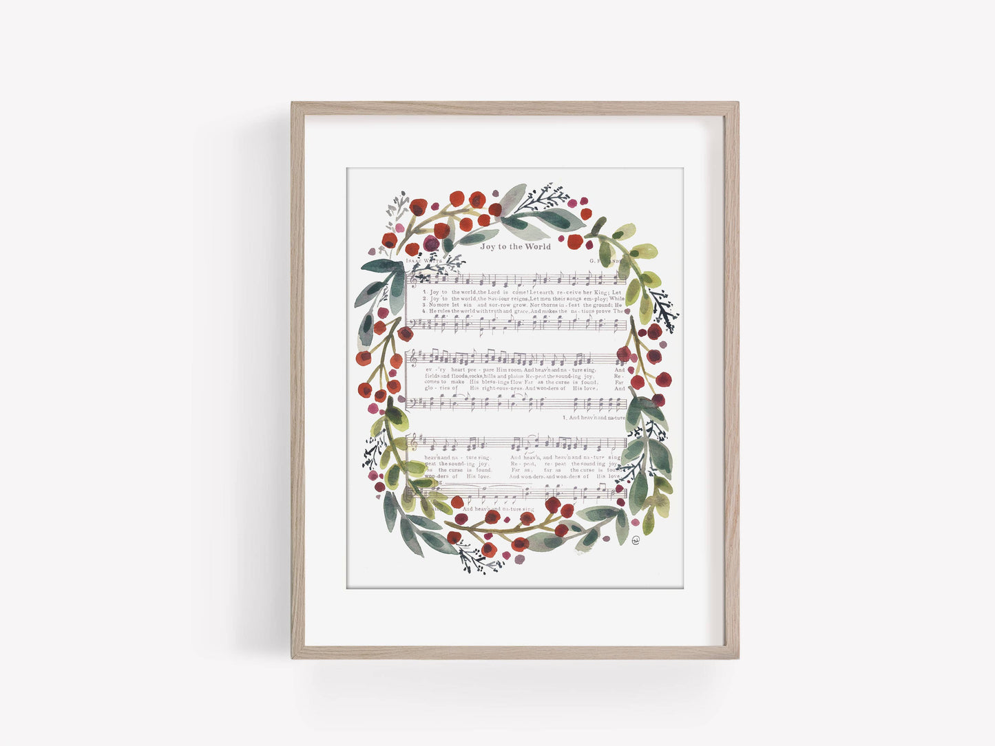 "Joy to the World " Watercolor Christmas Print