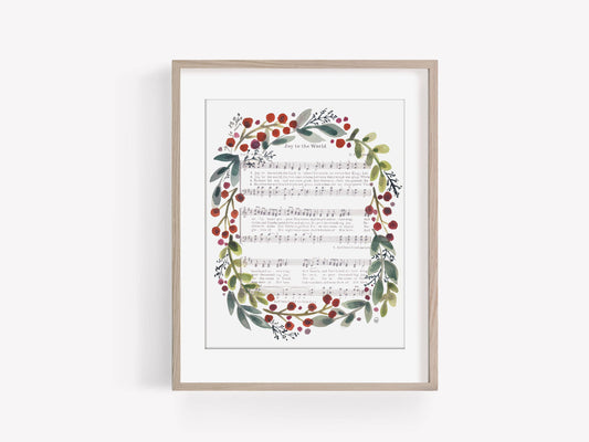 "Joy to the World " Watercolor Christmas Print