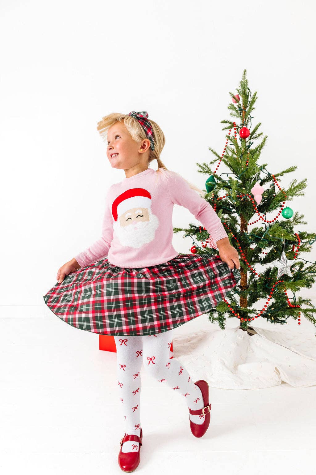 Red Ribbon Knit Tights