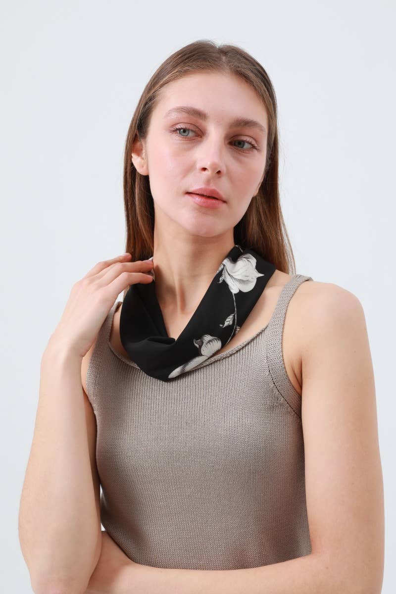 Camellia Floral Bandana: Smooth Stylish Scarf
