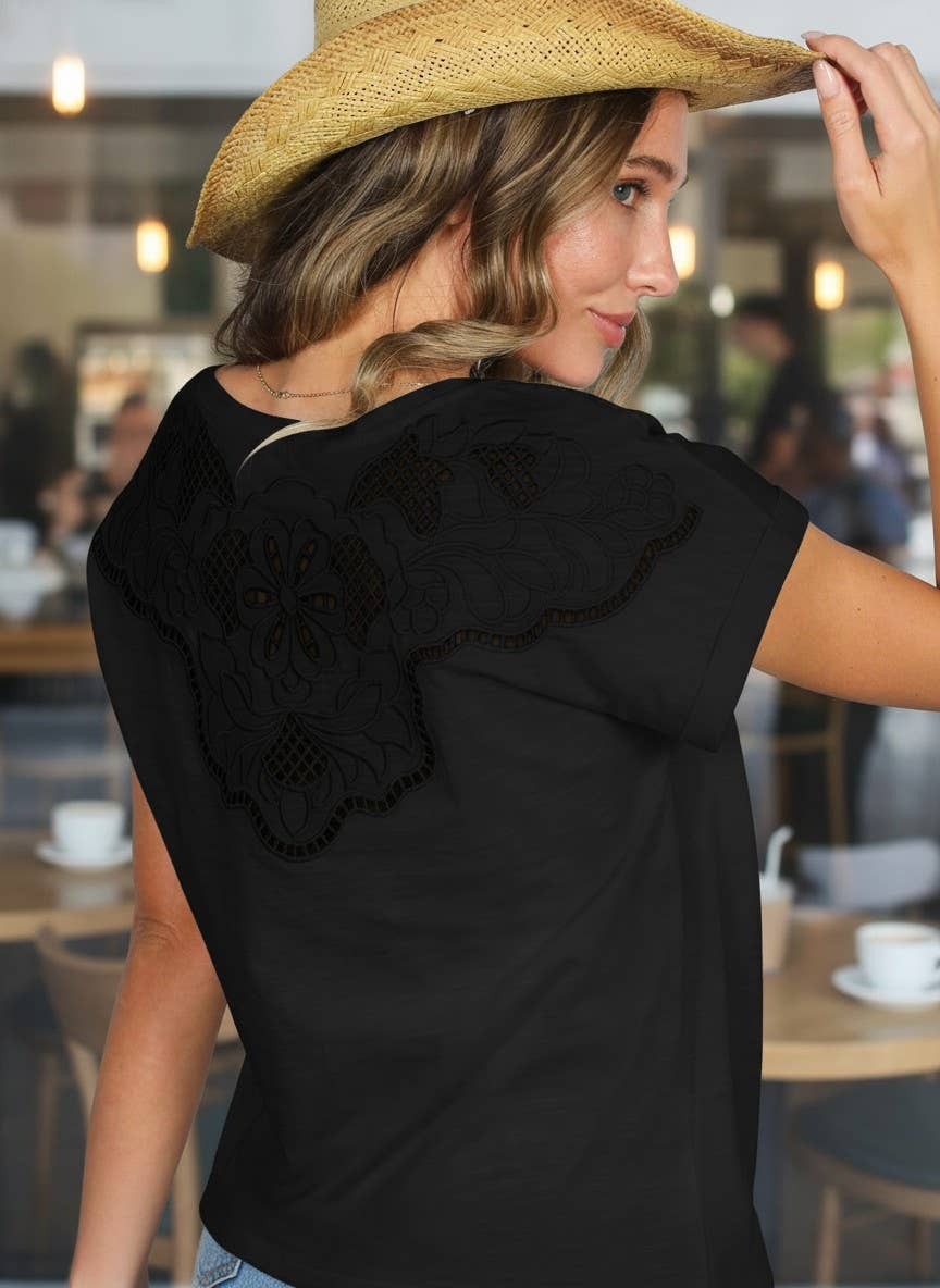 Brianna Embroidery Accent Knit Top