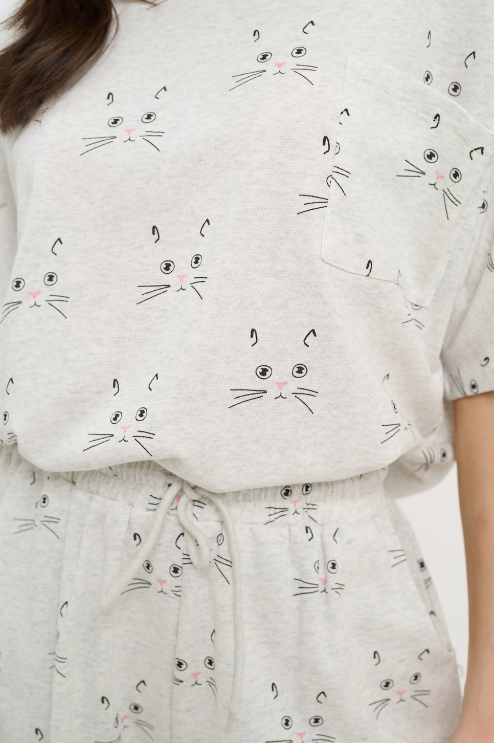 Cat Face Relaxed Lounge Top