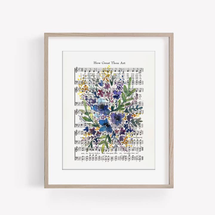 "How Great Thou Art" Dark Floral Hymn Print - Marydean Draws