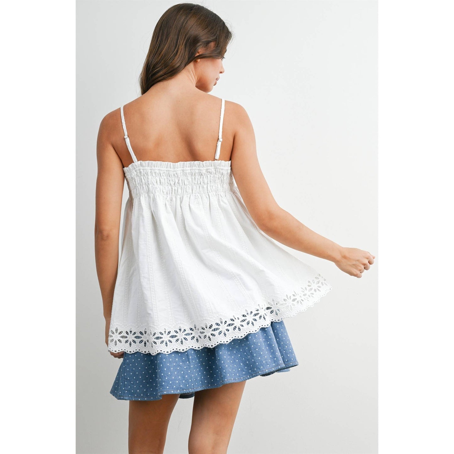 Carmelita Eyelet Trim Cami Top