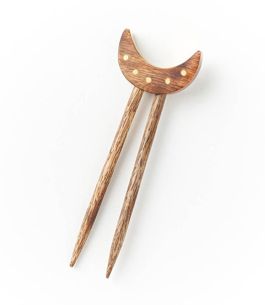 Crescent Moon Wood Hair Pin