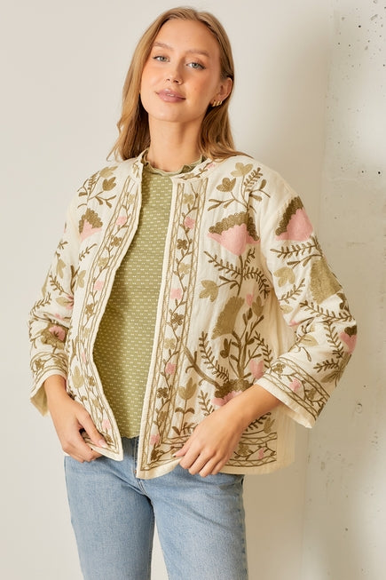 Bohemian Florals Printed Slub Jacket