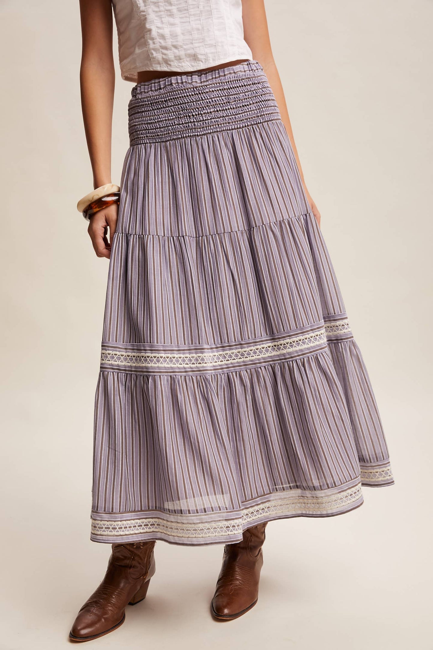 Townhomes Striped Smocked Maxi Skirt